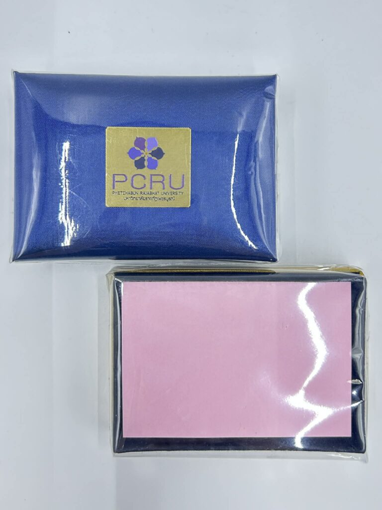 กล่องผ้าไหมใส่กระดาษโน๊ต สีน้ำเงิน